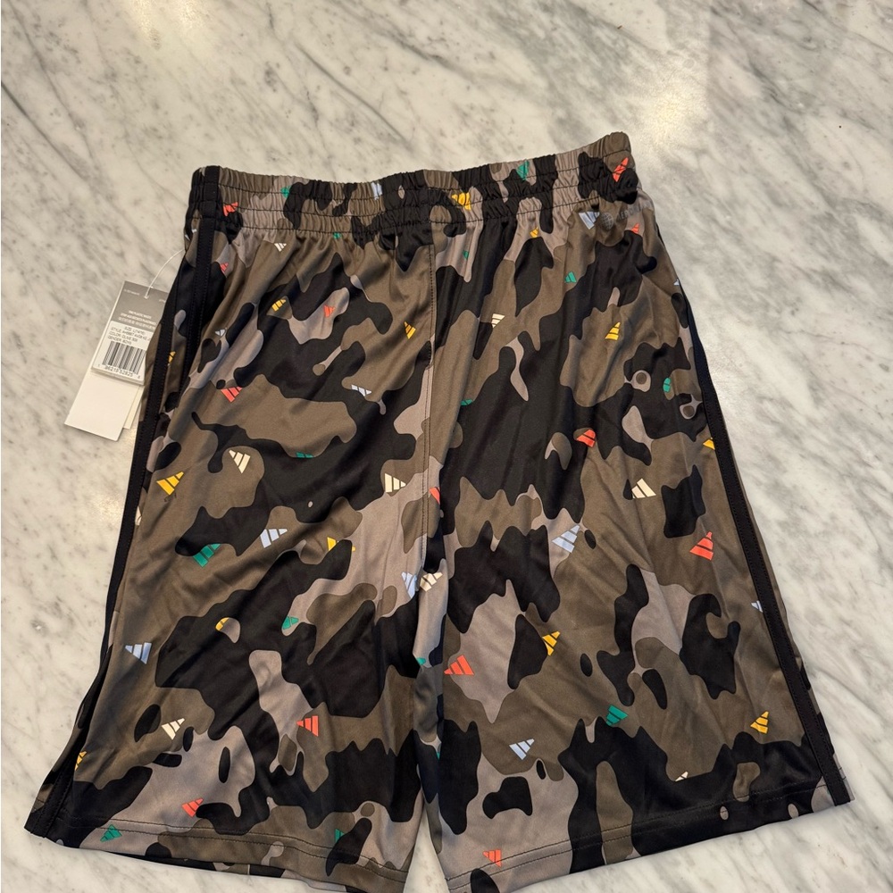 Adidas Multicolor Camo Boys Athletic Shorts Large 14/16 - Picture 2 of 5